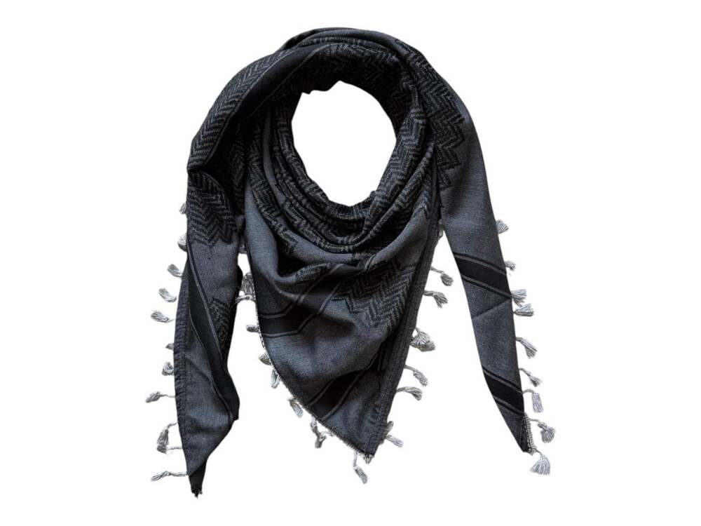 Shemagh Keffiyeh Made in Palestine  Gray & Black delicately woven